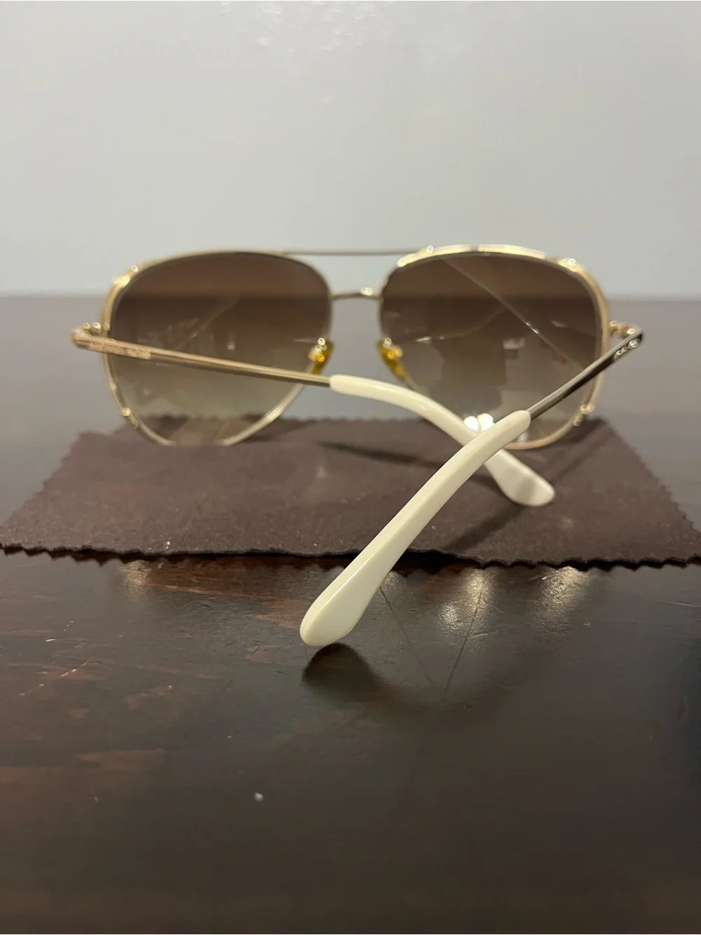 Michael Kors Gold Aviator Sunglasses with Gradient Black Lenses
